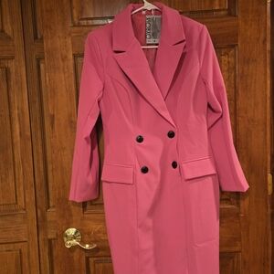 Chic Long Sleeve Pink Dress